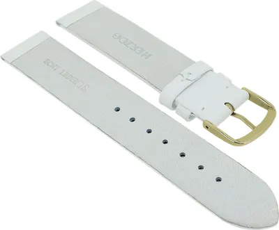 Produktbild von Herzog Beach II Uhrenarmband weiß > mattes glattes Leder gleichlaufend, Stegbreite:22mm, Schließe:Gelbgolden
