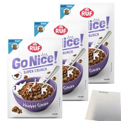 Produktbild von RUF GoNice Knusper Schoko 3er Pack (3x50g Packung) + usy Block