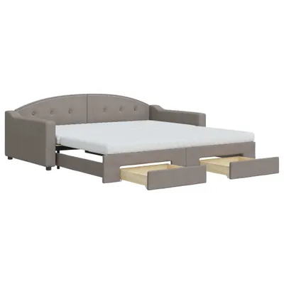 Produktbild von vidaXL Tagesbett Ausziehbar mit Schubladen Taupe 100x200 cm Stoff