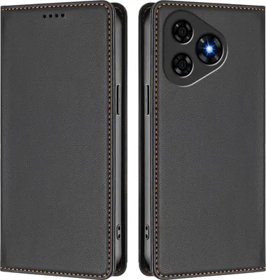 Image de Etui en cuir pour Ulefone Note 19, étui magnétique en cuirPolyuréthaneavec support Noir
