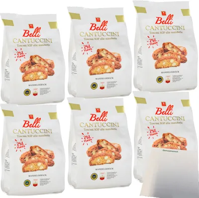 Produktbild von Belli Cantuccini Gebäck mit 25% Mandeln 6er Pack (6x250g Beutel) + usy Block