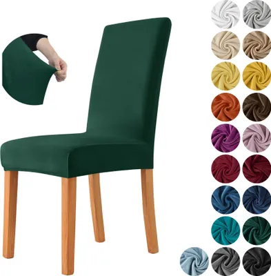 Produktbild von MEBLE ODNOWA, Stuhlhusse, Samt-Stuhlbezug, Standardgröße, Samt, Dunkelgrün, Velours, Elastisch, Stuhlbezüge, Stuhlhussen, Maschinenwaschbar
