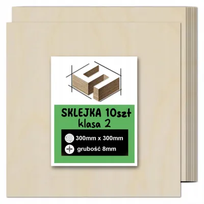 Immagine prodotto di Pannelli quadrati in compensato di betulla grezzo – incisione laser, fresatura CNC, modellismo, traforo, pirografia, découpage, pittura e fai da te – qualità 2 – 30 × 30 cm (300 × 300 mm) – 8 mm – 10 pezzi