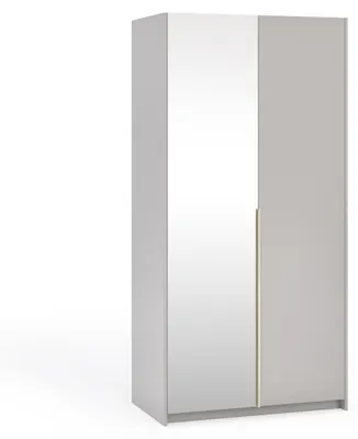 Produktbild von Garderobenschrank ASTON mit Spiegel, Kleiderschrank 100 cm, Schlafzimmerschrank mit Stauraum, Moderne Garderobe, Drehtürenschrank, Flurschrank, Kaschm