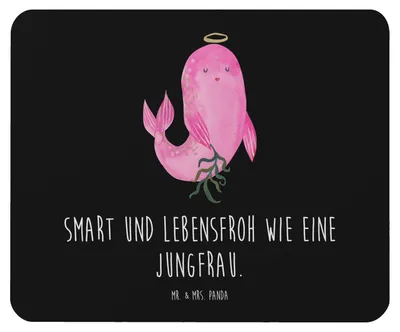 Produktbild von Mr. & Mrs. Panda Mouse Pad Sternzeichen Jungfrau - Schwarz - Geschenk, Mousepad, computermatte, Mauspad, gummi, Meerjungfrau, Jungfer, Geburtstag September, laptop