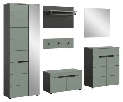 Produktbild von Garderoben-Set Canu | Basalt grau / Smoke Green | 5-teilig