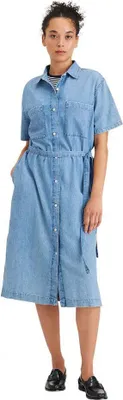 Produktbild von Dockers Button Front Kurzarm Midi-kleid Blau S Frau Blau S