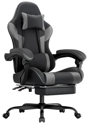 Produktbild von Gaming Stuhl Ergonomisch Verstellbar Kunstleder Bürostuhl Lendenstütze 200KG Schwarzgrau