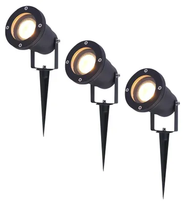 Image de HOFTRONIC - Spots à piquet extérieur LED 4W 345lm 2700K IP65 Noir 3 pièces