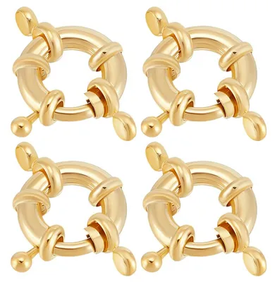 Image de Fermetures à ressort avec anneau rond - Plaqué or 14 carats - Pour la fabrication de bijoux - Épaisseur : 5,5 mm - Quantité : 10 pièces