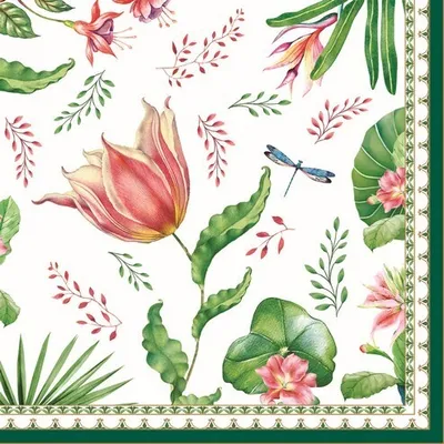 Zdjęcie produktu dla 20 serwetek Botanic chic - Egzotyczne rośliny z liśćmi 33x33cm
