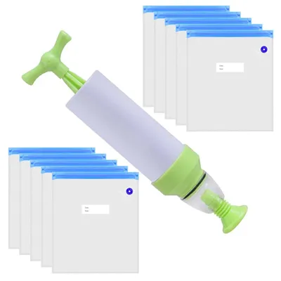 Image de Solidchoice - Filaments pour imprimantes 3D - Sacs de rangement réutilisables - 30 x 34 cm - Compression sous vide - Pompe à air manuelle - Pour le stockage des filaments - Lot de 10