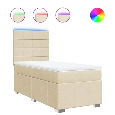 Produktbild von vidaXL Boxspringbett mit Matratze Creme 90x190 cm Stoff
