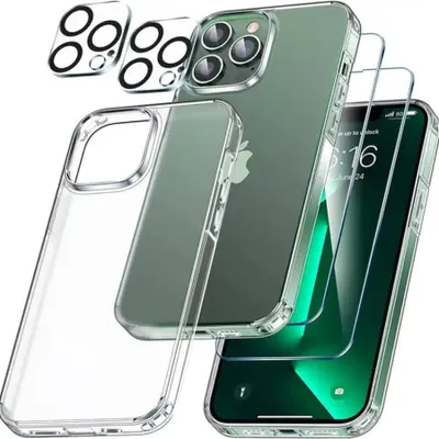 Produktbild von iPhone 14 Schutzhülle Silikon cover Panzerfolie Displayschutz  5in1 Set 1x Handyhülle, 2x Display Schutzglas, 2x Kamera Schutzfolie