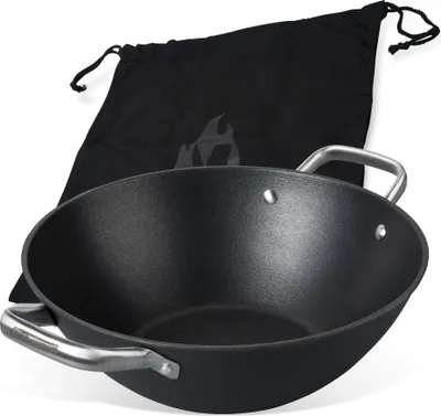 Produktbild von FMProfessional Force Wok aus Gusseisen 32 cm Wokpfanne mit hochwertiger Antihaftbeschichtung