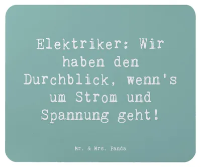 Produktbild von Mr. & Mrs. Panda Mouse Pad Spruch Elektriker Durchblick - Meeresbrise - Geschenk, mauspad laptop, handgefertigte Geschenke, Handwerk, Berufsliebe, Beruf, für Berufstätige