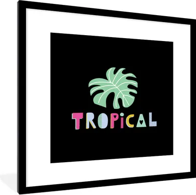 Produktbild von MuchoWow® Gerahmtes Poster Sommer - Tropisch - Blatt 40x40 cm - Poster mit Schwarzem Bilderrahmen Wandposter Rahmen Foto Bilder - Poster - Plakat im Rahmen