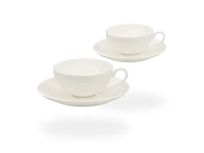 Produktbild von Buchensee Teetassen Porzellan, 2 Tassen je 150ml, weiß, Fine Bone China