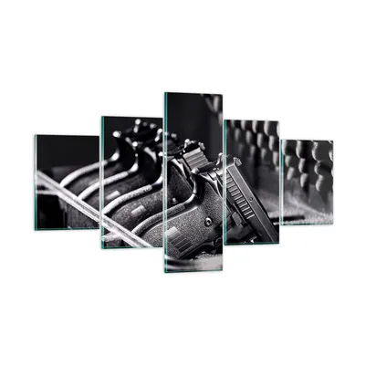Produktbild von Bilder auf glas - Waffe Waffe Kugel - 125x70cm - Glasbilder - Wandbilder - Kunstdruck - zum Aufhängen bereit - Wanddekoration aus Glas - Glas Bilder - Wandbild auf Glas - 5 Teile - GEA125x70-4004