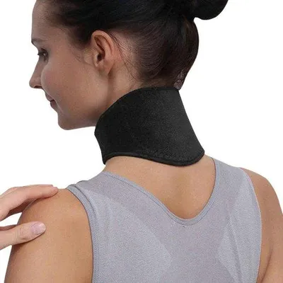 Obrázek produktu pro Samohřející krční bandáž pro úlevu od bolesti krku a hlavy, černá, magnetická