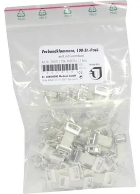 Productafbeelding van DR. JUNGHANS Verbindingsclips, wit, met elastiek, 100 stuks. Clips