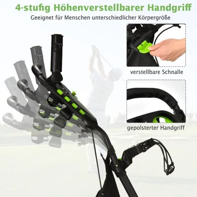 Produktbild von Golf Trolley 4 Rad Golftrolley Golfwagen Golf klappbar Golfcaddy Golf Push Cart aus Aluminum Grün