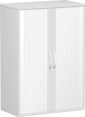 Produktbild von Geramöbel Querrollladenschrank Oberboden 25 mm, mit Standfüßen, abschließbar, 800x425x1182, Silber/Lichtgrau, S-383110-SL
