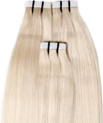 Produktbild von hair2heart Premium Tape Extensions ľudské vlasy rovné - 10 pások 2,5g 50cm 10/0 svetlá blond