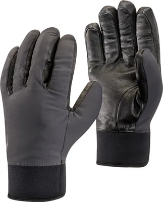 Schwarze Handschuhe aus Softshell und Leder von Black Diamond; Modell "Heavyweight Softshell".