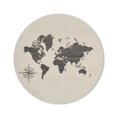 Produktbild von MuchoWow® Mauspad Mousepad Weltkarte - Holz - Kompass 30x30 cm - Mousepads - Maus Mat - Pad - Mausunterlage - Tischunterlage - Schreibtischmatten