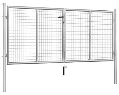 Obrázok produktu pre vidaXL záhradné brány, pozinkovaná oceľ, 306 x 100 cm, strieborná farba
