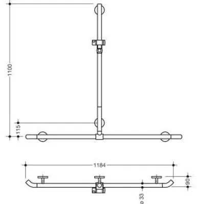 Produktbild von HEWI 950.35.43090 98 DUHA m.Br.H.St., AM1:1100, W1:1184,