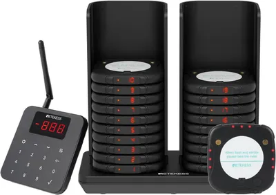 Produktbild von Retekess TD186 Restaurant Pager System, 20 Pager, 600 m, Kippdesign, 64 Rufkombinationen, automatische Weckfunktion, für Restaurant Bars Café
