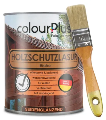 Produktbild von colourPlus Holzschutzlasur 750 ml, Eiche – Holzlasur für außen, wetterfest & offenporig, UV- & Witterungsschutz für Zäune, Gartenmöbel & Fassaden