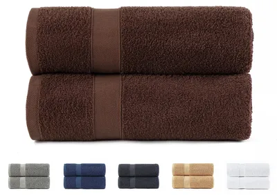Immagine prodotto di Elzusha - Set di 2 asciugamani da doccia, color marrone cioccolato, 100% cotone, extra morbidi, 70x140 cm