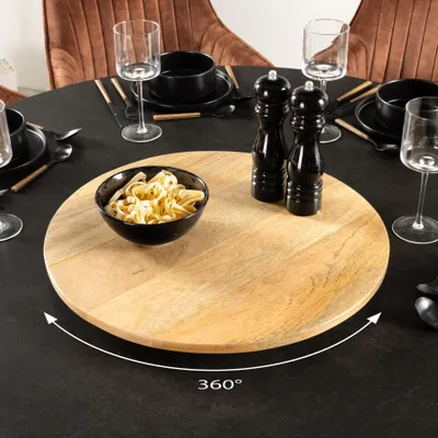 Produktbild von riess-ambiente Runder Drehteller MAKASSAR 50cm natur Mangoholz massiv Servierteller Gebäckteller Dekoration