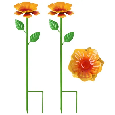 Produktbild von Bienen Wasserstelle Garten 2er Set, Insekten Tränke Metall, Blumen Design, für Schmetterlinge & Bienen, wetterfest, ökologische Gartendeko