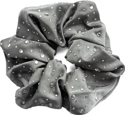Produktbild von Glitzerndes Satin-Scrunchie mit Kristallbesatz – Glamour in Grau