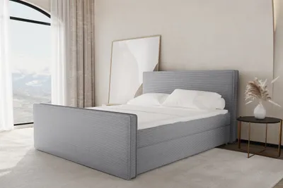 Produktbild von Boxspringbett Schlafzimmerbett CELES 200x220cm Stoff Poso Grau