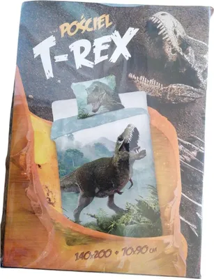 Produktbild von FARO Kinder-Bettwäsche „T-Rex“ 140x200 + 70x90, 100 % Baumwolle, Reißverschluss, 40 °C