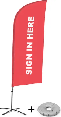 Produktbild von Showdown Displays Beachflag - Komplett-Set - Hier Anmelden - Englisch - Rot - Kreuzständer
