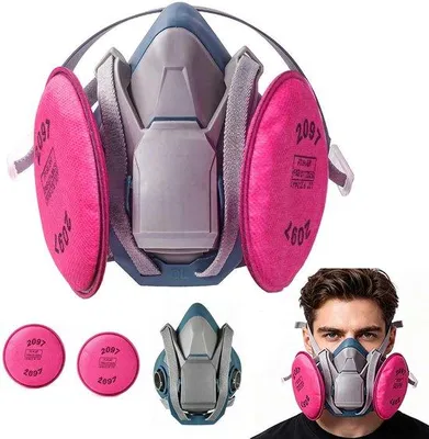 Produktbild von Atemschutzmaske, Halbmaske 6502QL mit 2097 Filtern, wiederverwendbare Staubmaske für Feinstaub, Lackieren, Schleifen und Dämpfe