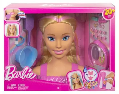 Image de Tete a coiffer barbie chevelure blonde et accessoires - color reveal - mattel - jfg81
