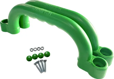 Produktbild von Haltegriffe - Set 2 Handgriffe - wetterfeste Kinder Handgriff aus Kunststoff für Klettergerüste Stelzenhaus Hochbett Spielturm Spielplatz - Grün