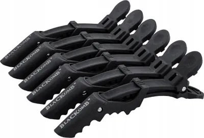 Produktbild von Blackomb Abtrennklammern Krokodil aus Carbon, Haar Clips für Friseur – Haare Spangen, Abteilklammern, Friseurbedarf, Klammern für Friseure, Haarschneidehilfe, Klipse – 6 Stück, schwarz, 11 cm