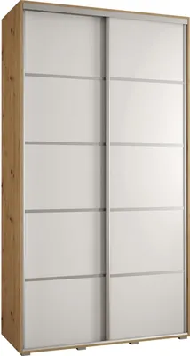 Produktbild von MEBLE KRYSPOL Cannes 4 Schrank mit 2 Schiebetüren - 205,2x130x45 cm - Artisan Weiß Silber