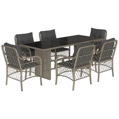 Image de vidaXL Ensemble de jardin 7 pièces avec coussins gris clair Poly rotin