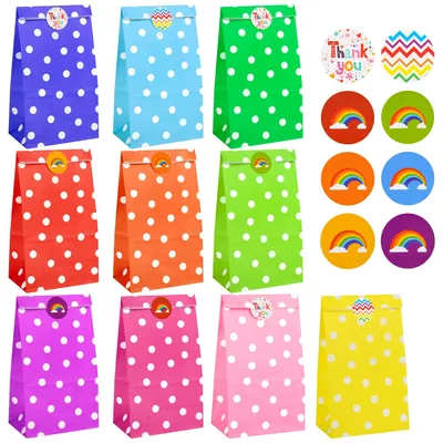 Productafbeelding van Papiertassen 20 stuks geschenktassen voor kinderfeestjes met 36 kleurrijke stickers