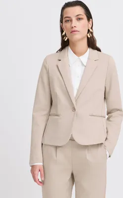 Produktbild von b.young BYRizetta Damen Blazer Jackenblazer Anzugsblazer mit Stretch Reverskragen 1-Knopf-Form Paspeltaschen Slim fit