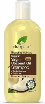 Imagen del producto de Champú Dr. Organic Aceite de Coco Virgen, revitalizante y regenerador, ideal para cabello rizado y grueso, 265 ml